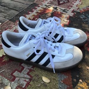 White ADIDAS Shoes Sambas
